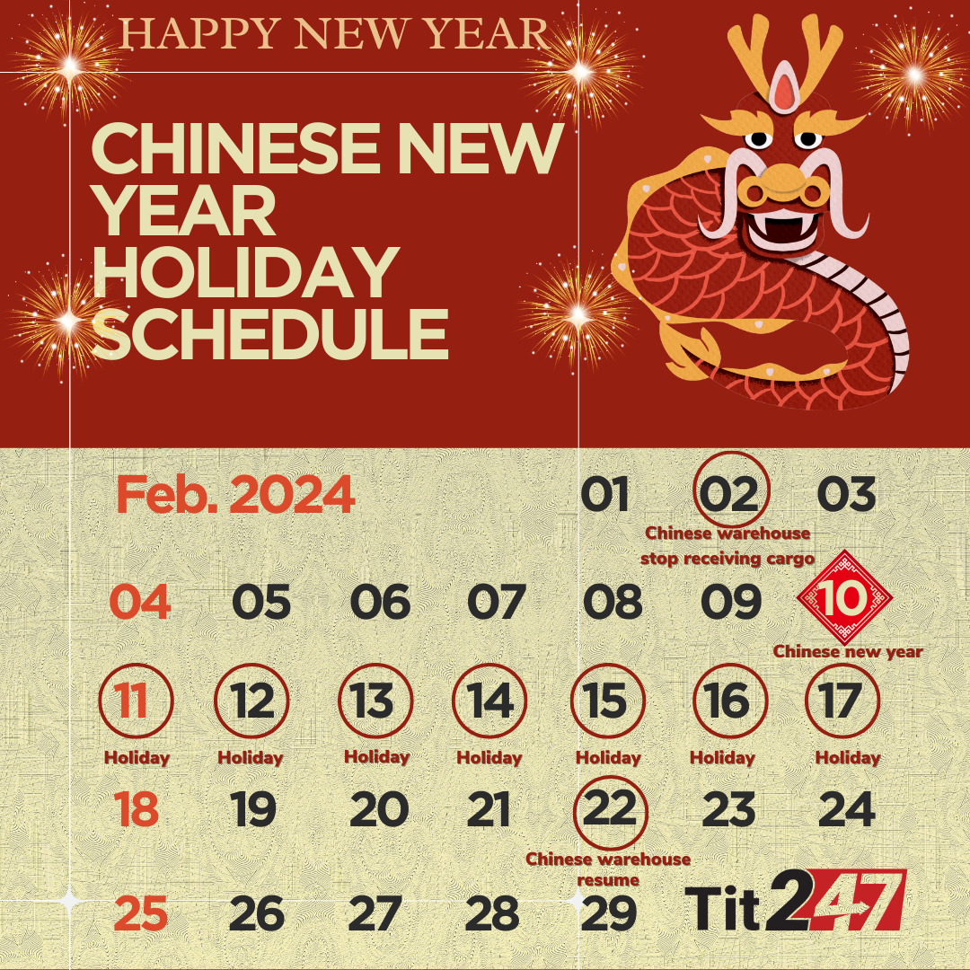 CHINESE NEW YEAR HOLIDAY SCHEDULE 2024